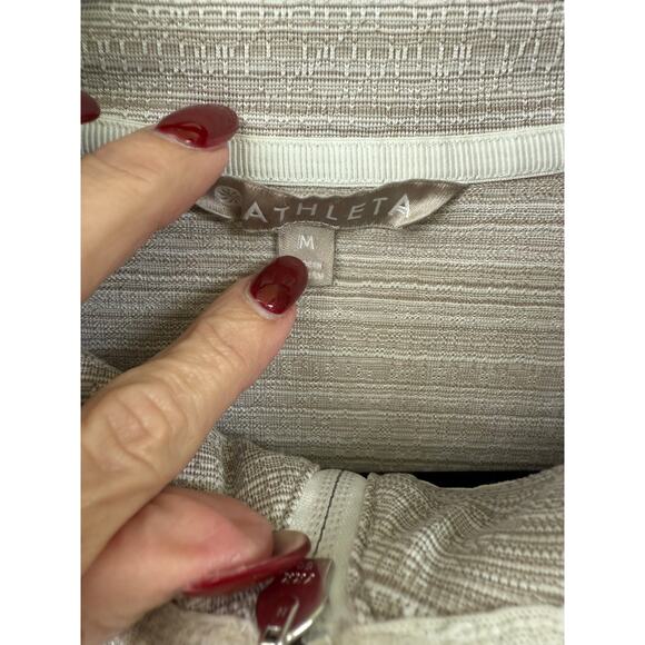 Athleta Powervita Elation Mesh Active zip jacket Medium oatmeal grey white - Picture 9 of 11